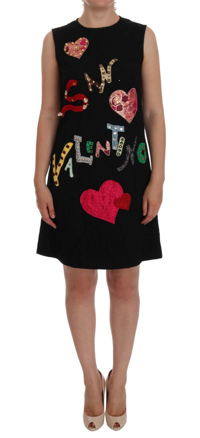 Black San Valentino Crystal Shift Dress