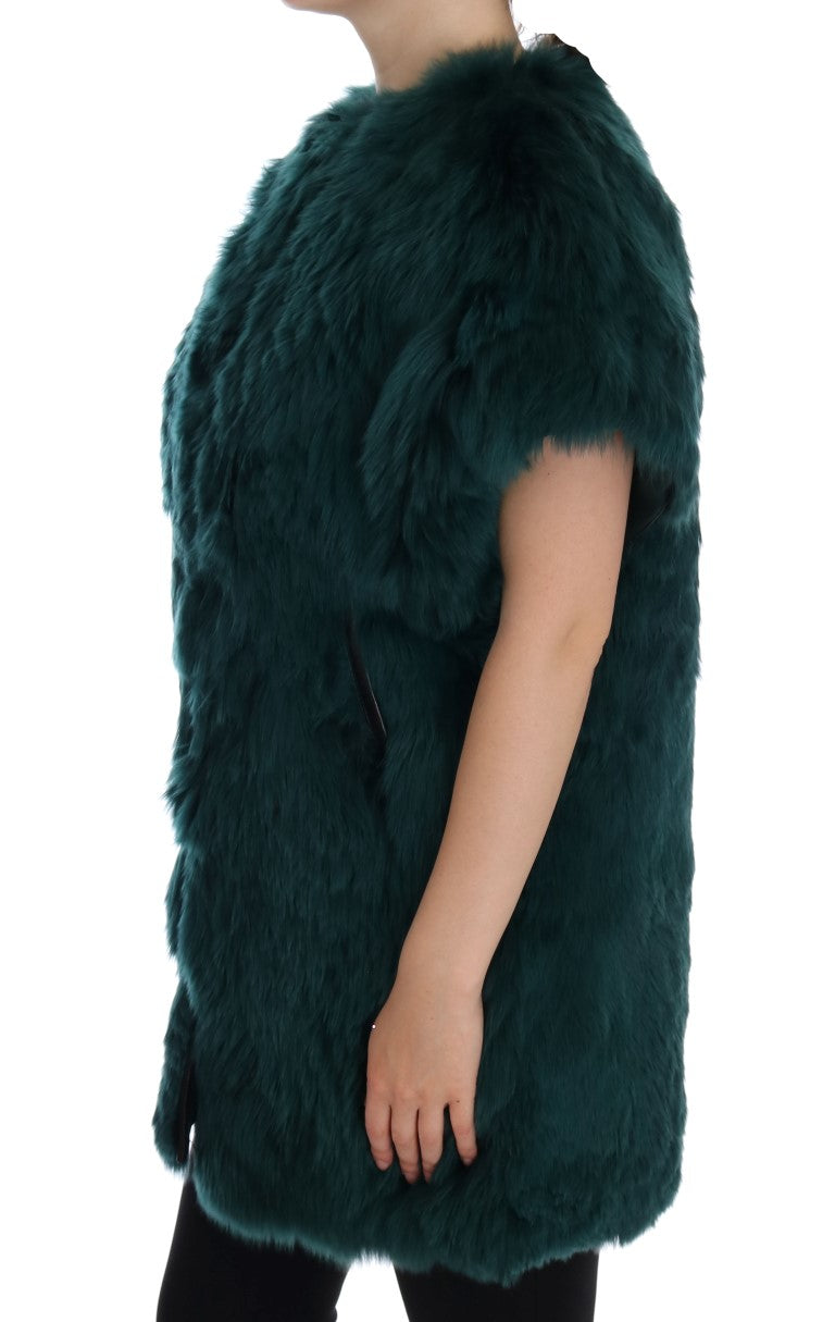 Green Alpaca Fur Vest Sleeveless Jacket