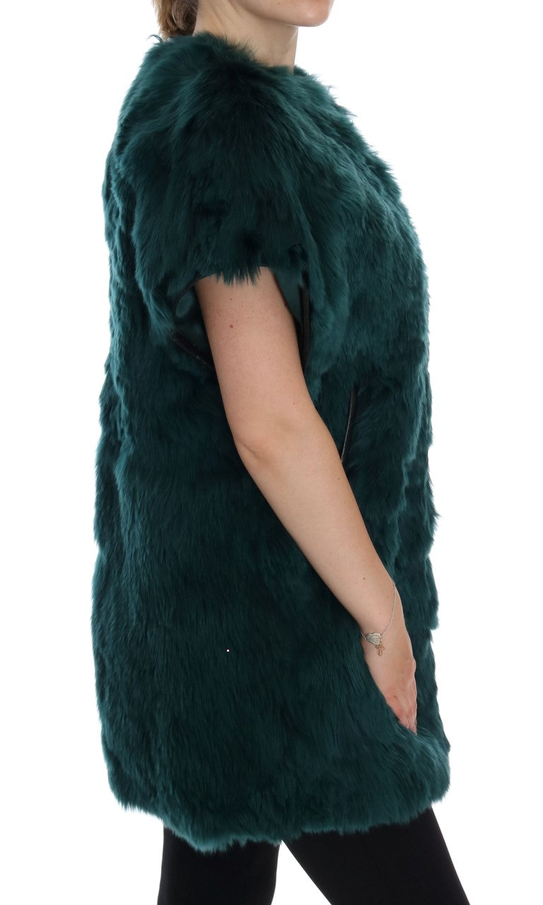 Green Alpaca Fur Vest Sleeveless Jacket