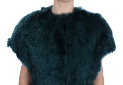 Green Alpaca Fur Vest Sleeveless Jacket