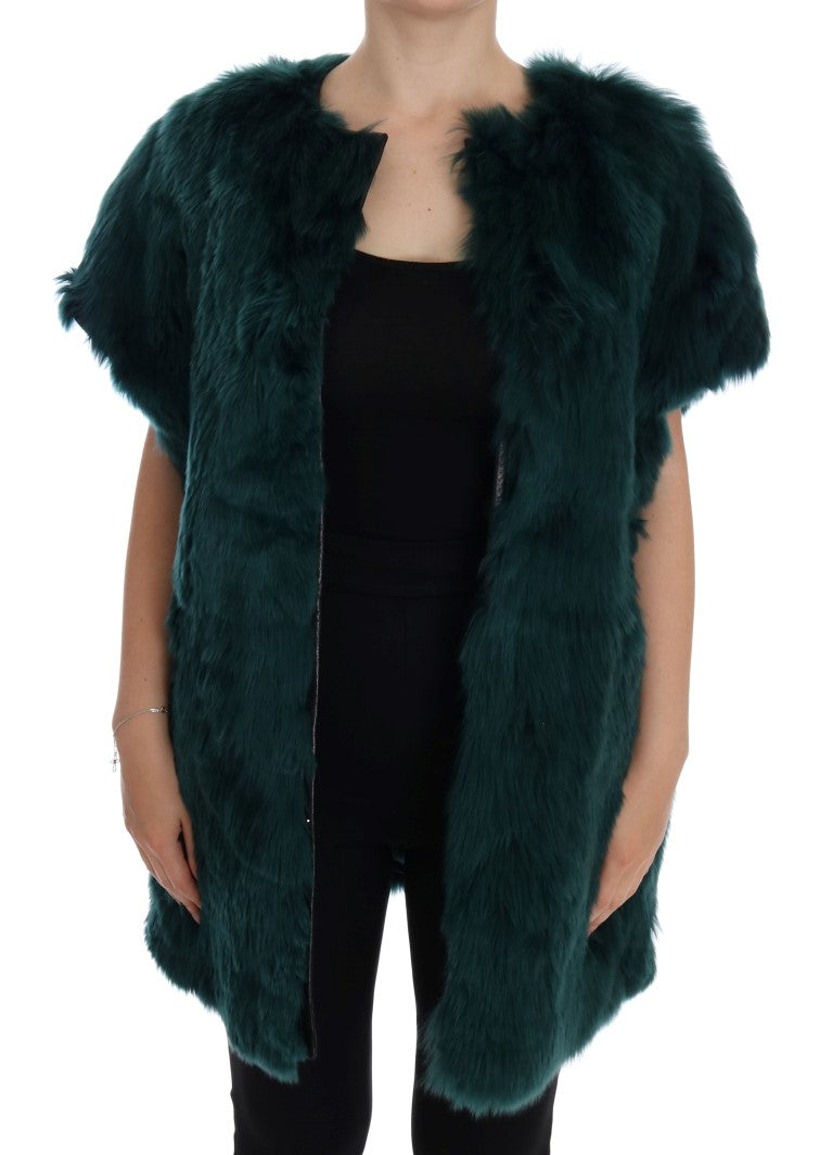 Green Alpaca Fur Vest Sleeveless Jacket