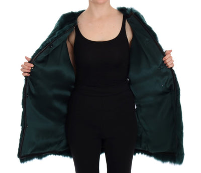 Green Alpaca Fur Vest Sleeveless Jacket