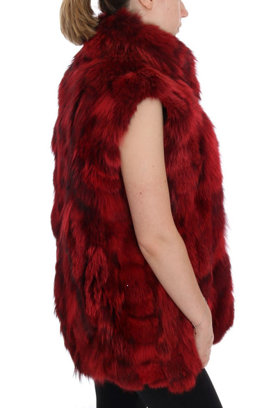 Red Coyote Fur Sleeveless Coat Jacket