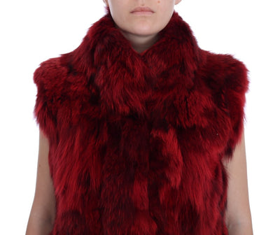 Red Coyote Fur Sleeveless Coat Jacket