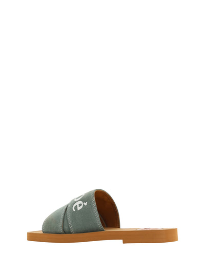 Forest Green Cotton Slides Woody Sandals