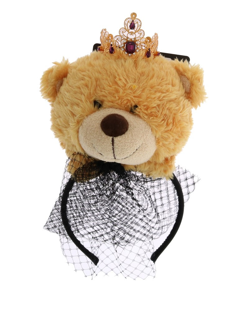 Brown Teddy Bear Gold Crystal Diadem