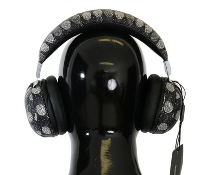 Black Pineapple Print Leather Headphones