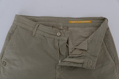 Beige Cotton Stretch Slim Fit Chinos