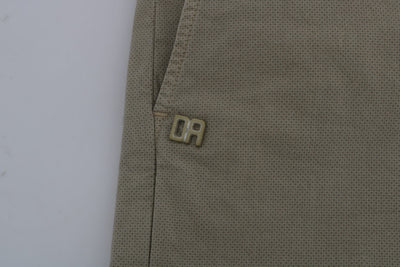 Beige Cotton Stretch Slim Fit Chinos