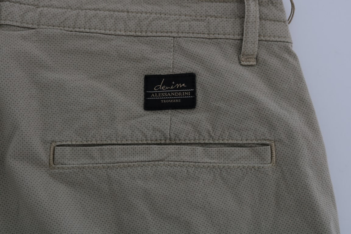 Beige Cotton Stretch Slim Fit Chinos