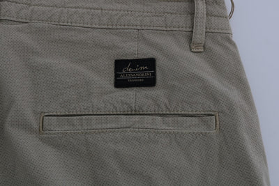 Beige Cotton Stretch Slim Fit Chinos