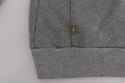 Gray Full Zipper Hodded Cotton Sweater