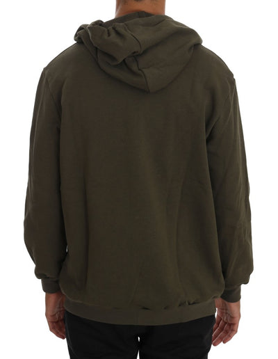 Green Full Zipper Hodded Cotton Sweater