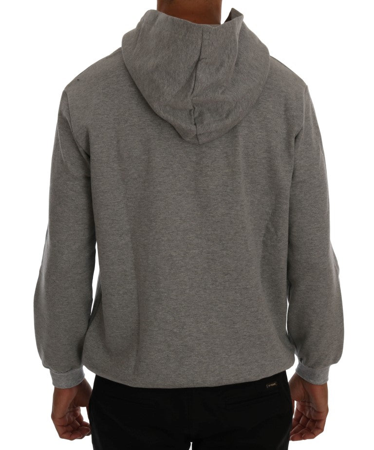 Gray Pullover Hodded Cotton Sweater