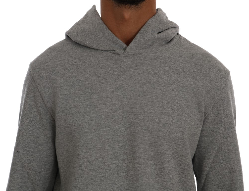 Gray Pullover Hodded Cotton Sweater