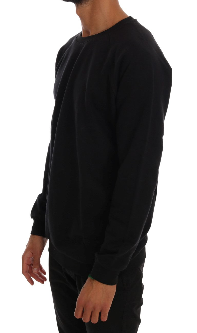 Black Crewneck Cotton Pullover Sweater