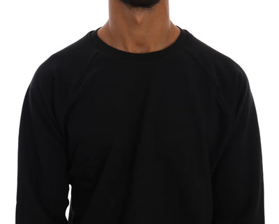 Black Crewneck Cotton Pullover Sweater