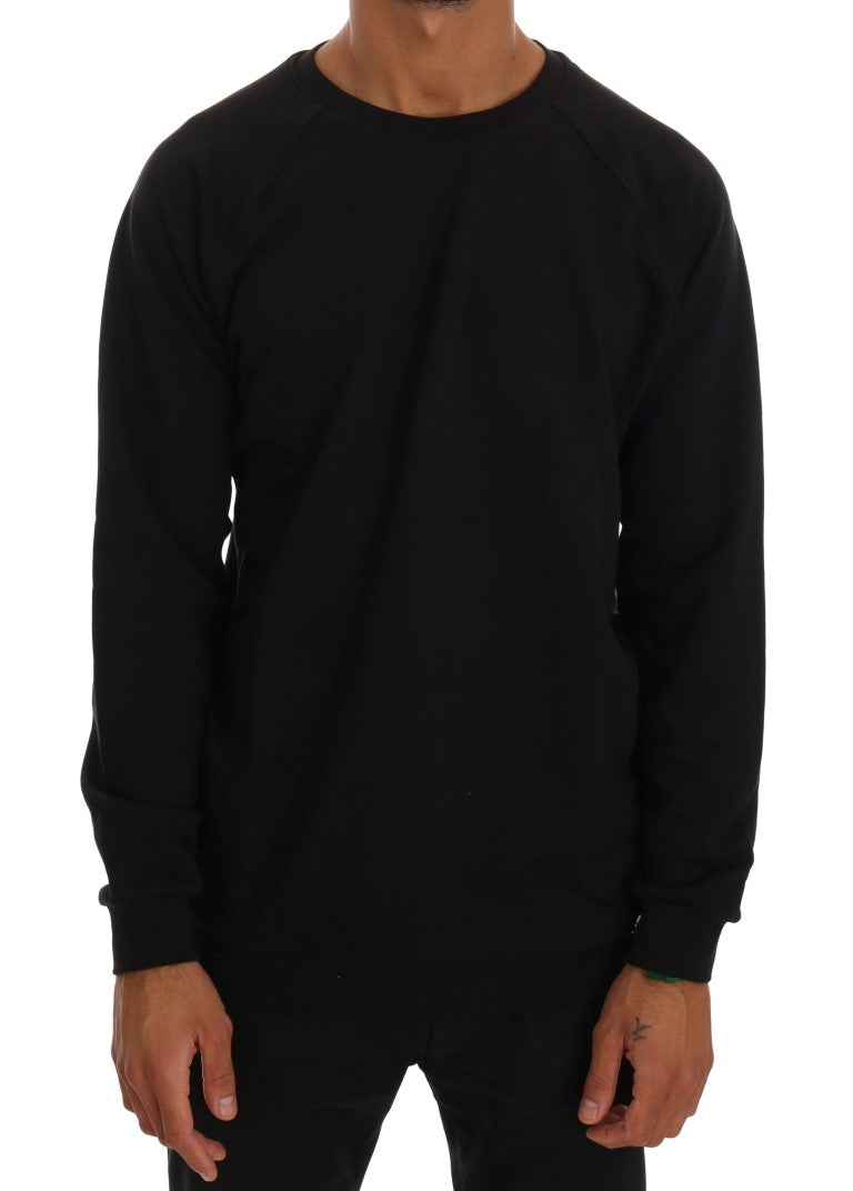 Black Crewneck Cotton Pullover Sweater