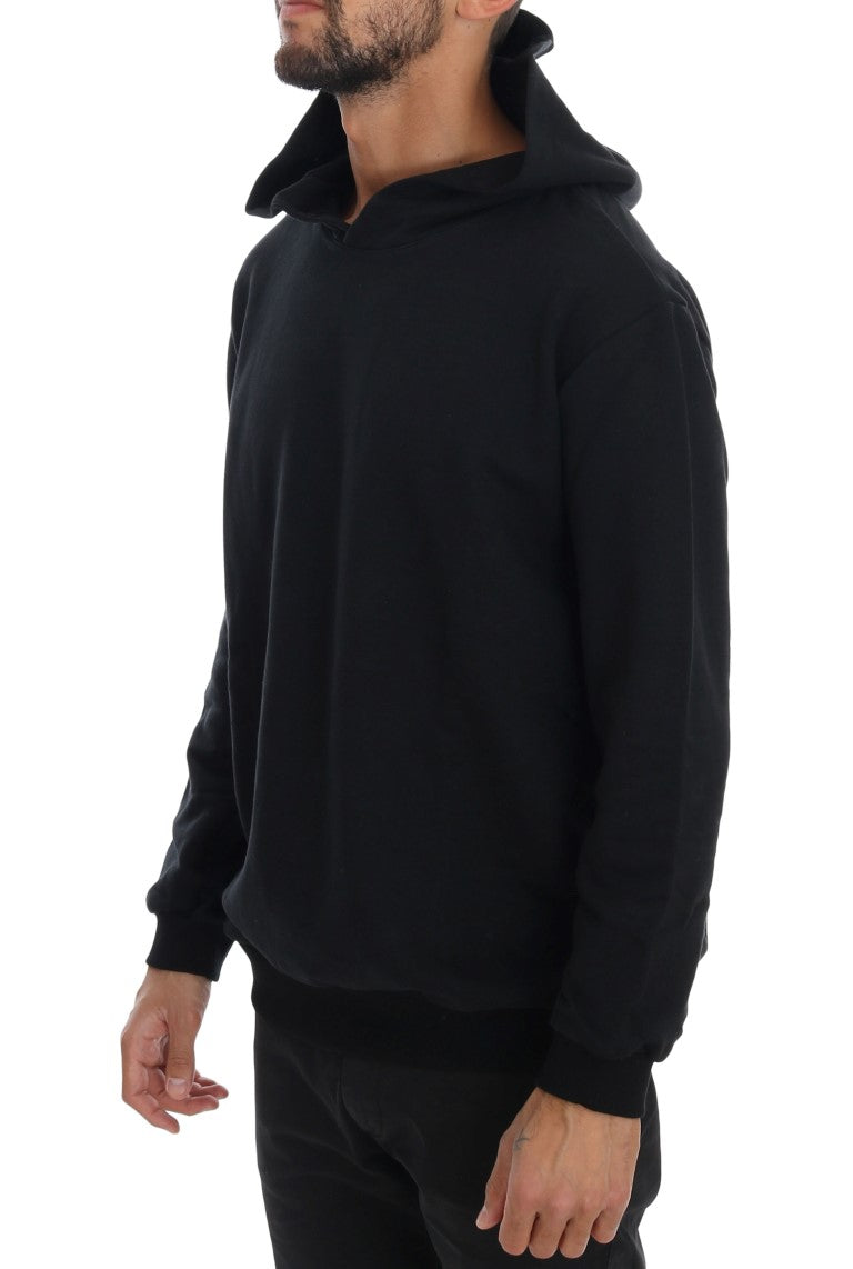 Black Gym Casual Hooded Cotton Sweater