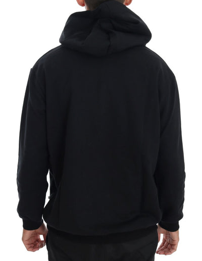 Black Gym Casual Hooded Cotton Sweater