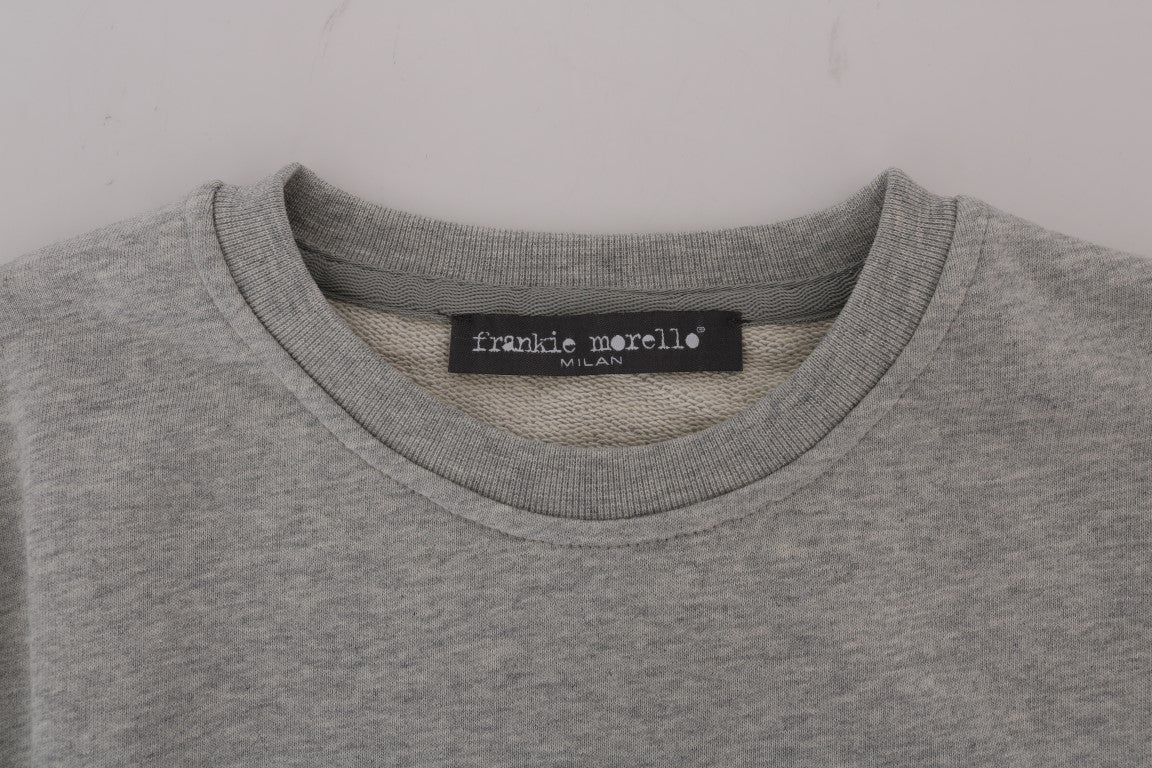 Gray Cotton Crewneck Pullover Sweater