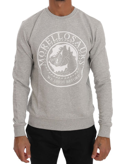 Gray Cotton Crewneck Pullover Sweater