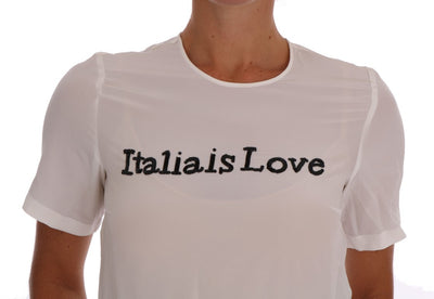 White Silk ITALIA IS LOVE Blouse T-shirt