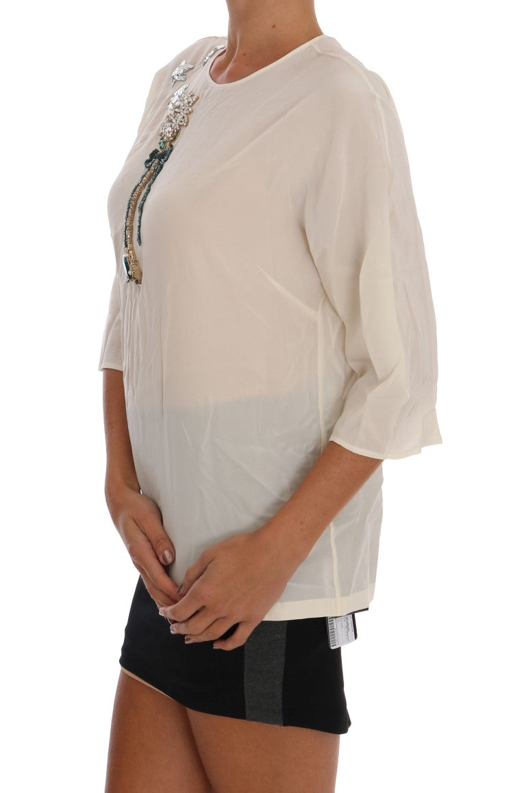 White SICILY Crystal Blouse