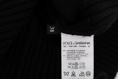 Black Cashmere Crystal Cardigan Sweater