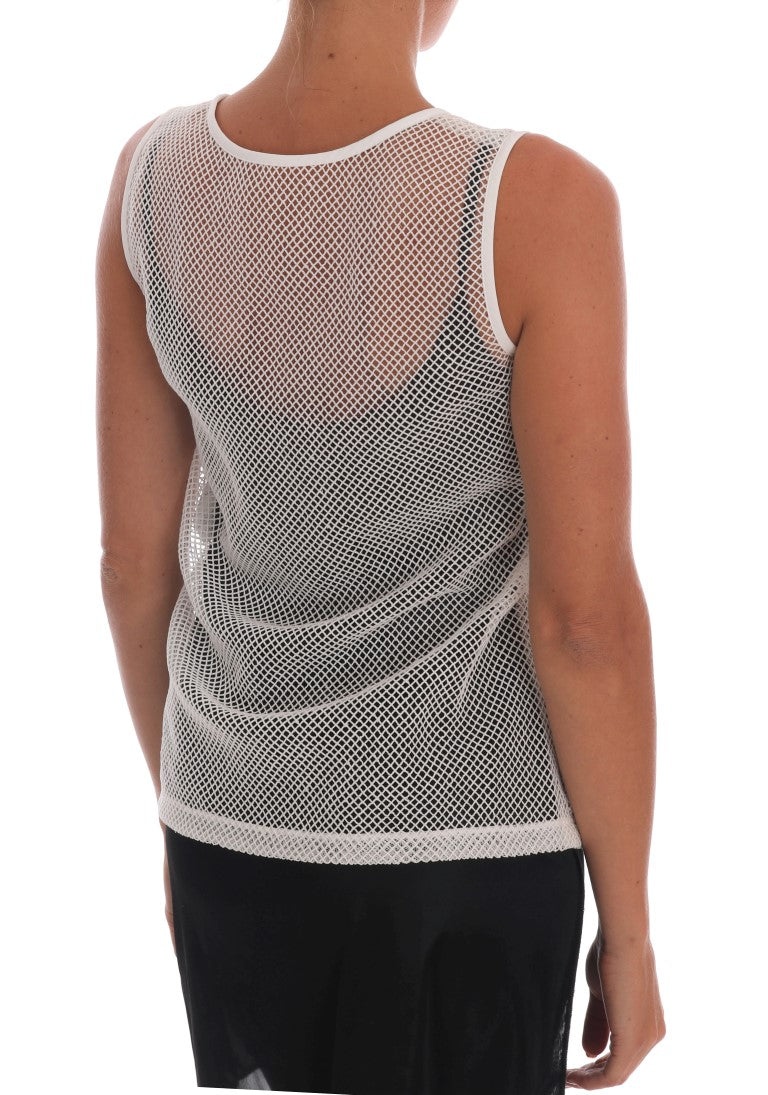 White Net Tank Transparent Top