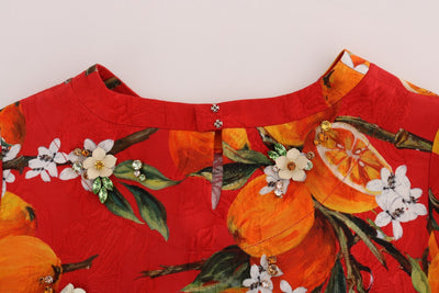 Orange Print Crystal-Embellished Blouse