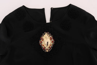 Black Sacred Heart Lace Top Blouse