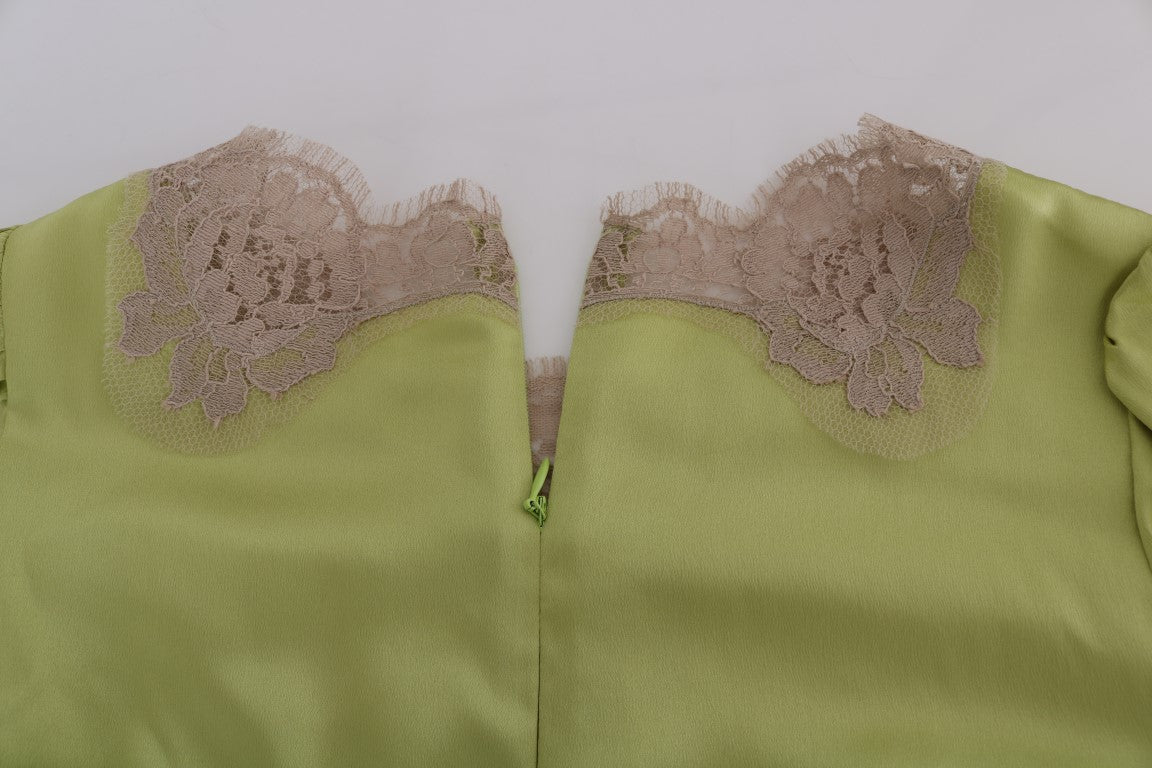 Green Silk Stretch Blouse Top