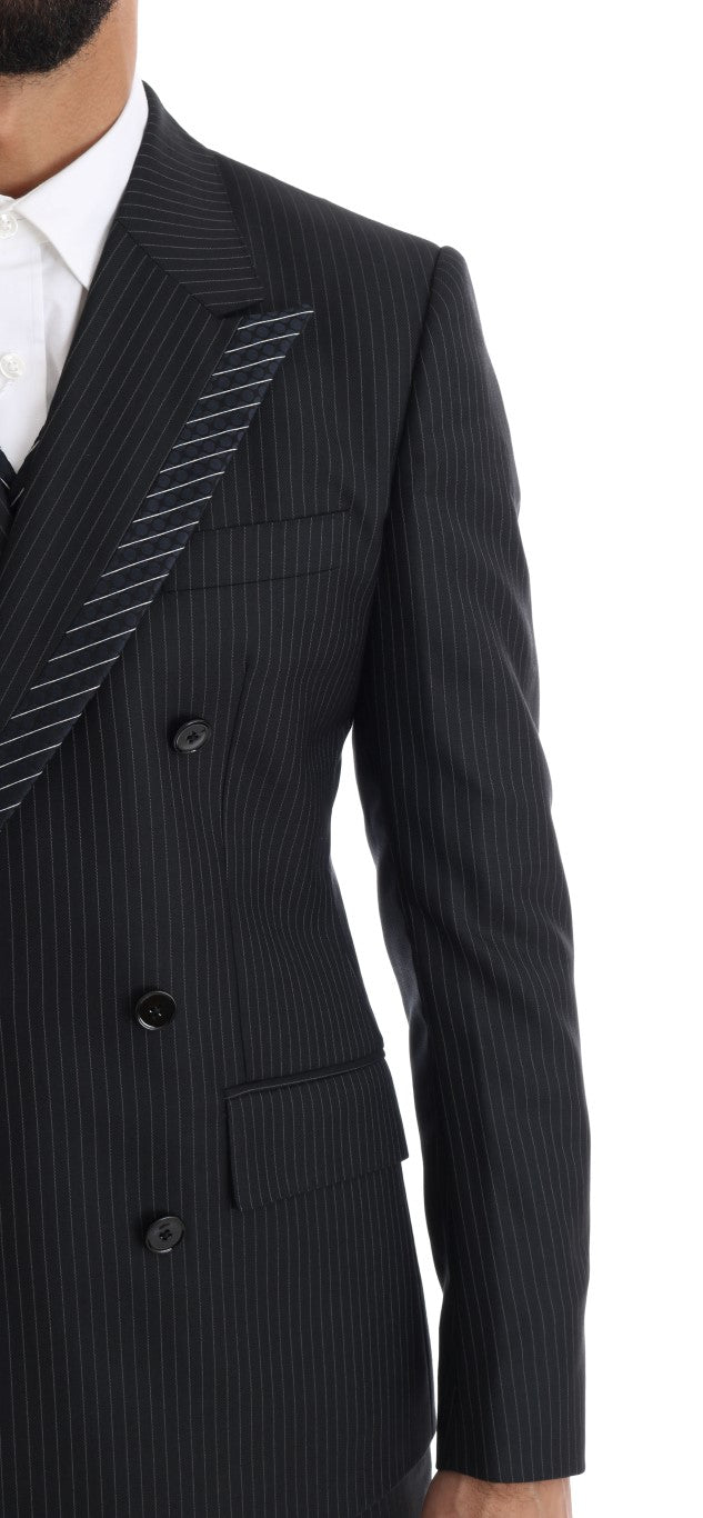 Gray Double Breasted 3 Piece Suit