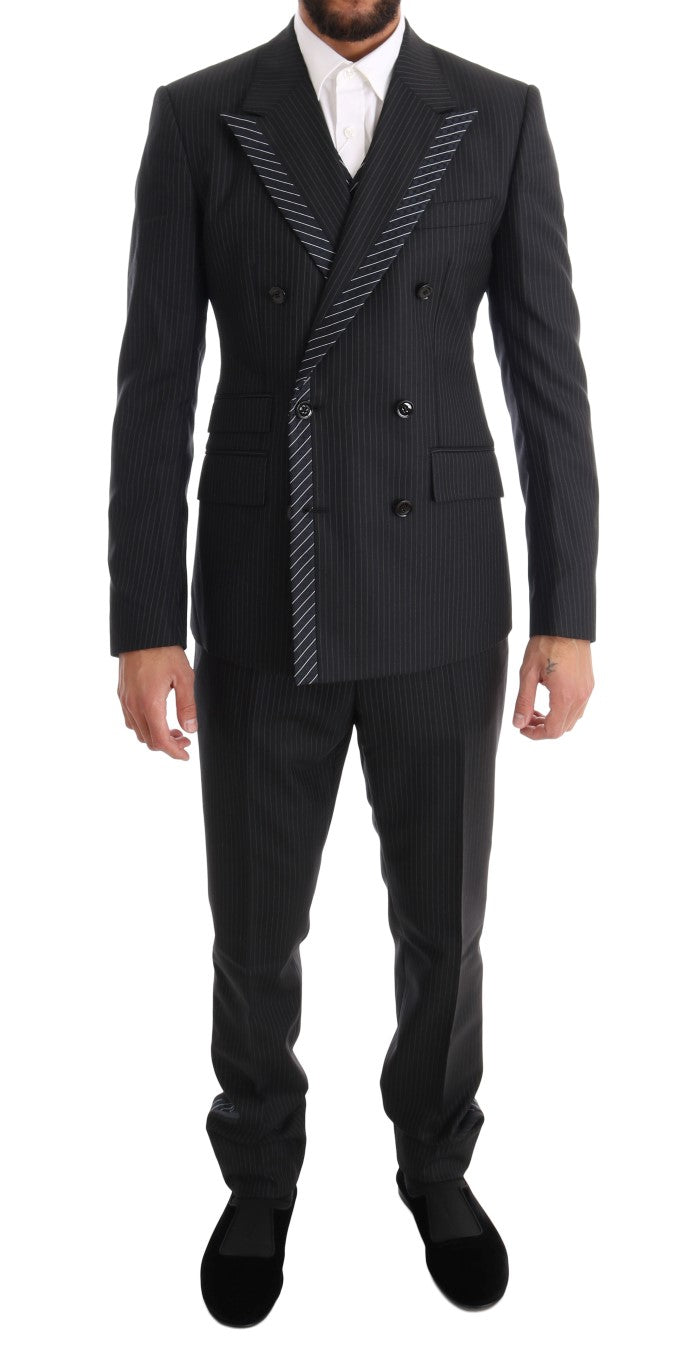 Gray Double Breasted 3 Piece Suit