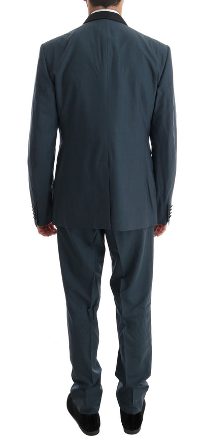 Blue Wool Double Breasted 3 Piece Suit