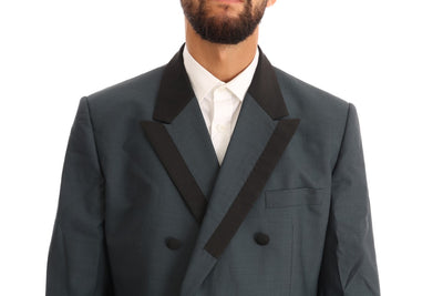 Blue Wool Double Breasted 3 Piece Suit