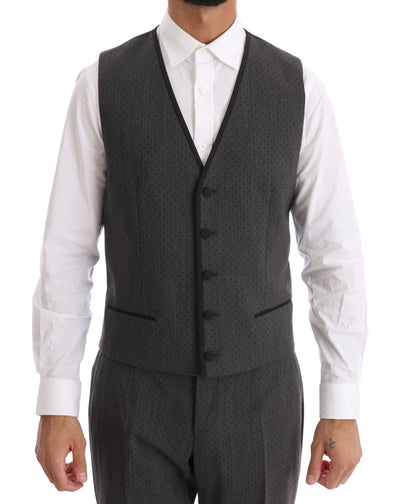 Gray Wool Long 3 Piece Two Button Suit