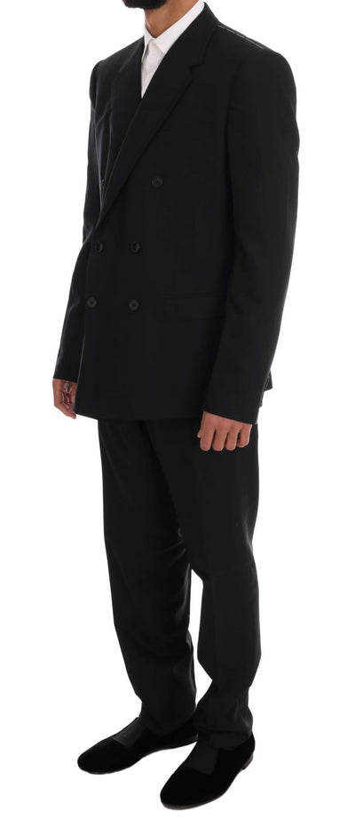 Black Wool Double Breasted Slim Fit Suit