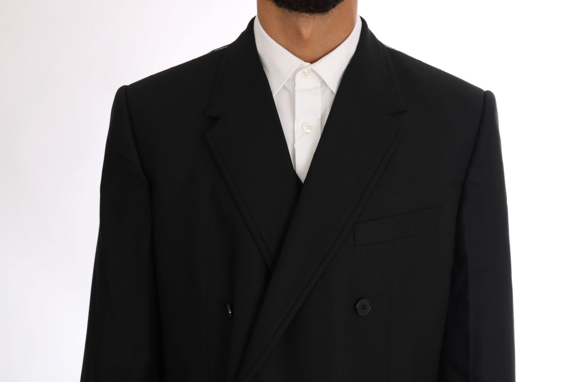 Black Wool Double Breasted Slim Fit Suit