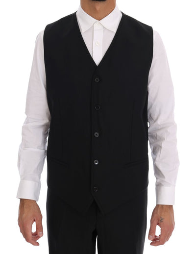 Black Wool Double Breasted Slim Fit Suit