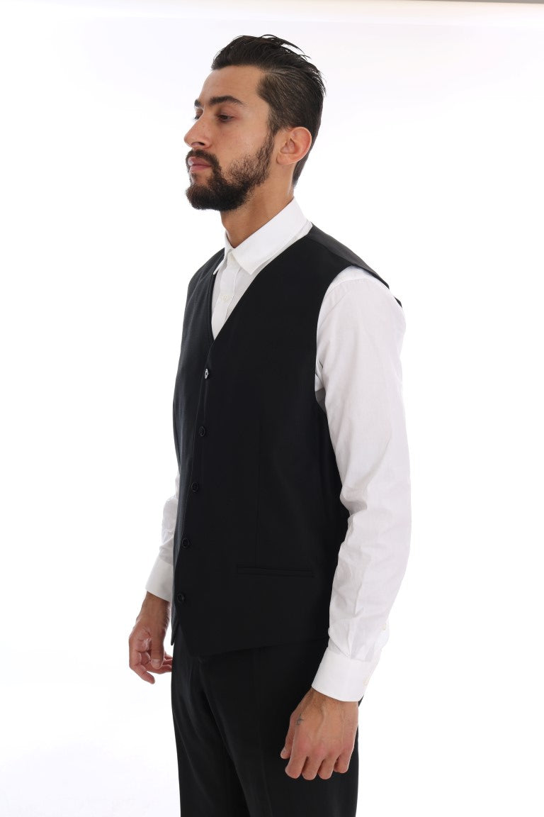 Black Wool Double Breasted Slim Fit Suit