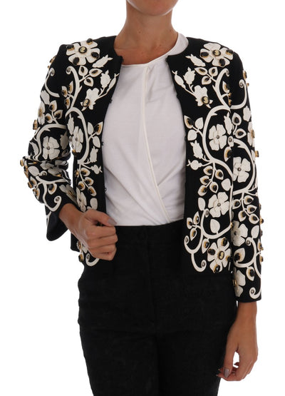 Black Baroque Floral Crystal Jacket