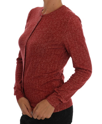 Red Wool Top Cardigan Sweater