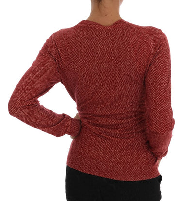 Red Wool Top Cardigan Sweater