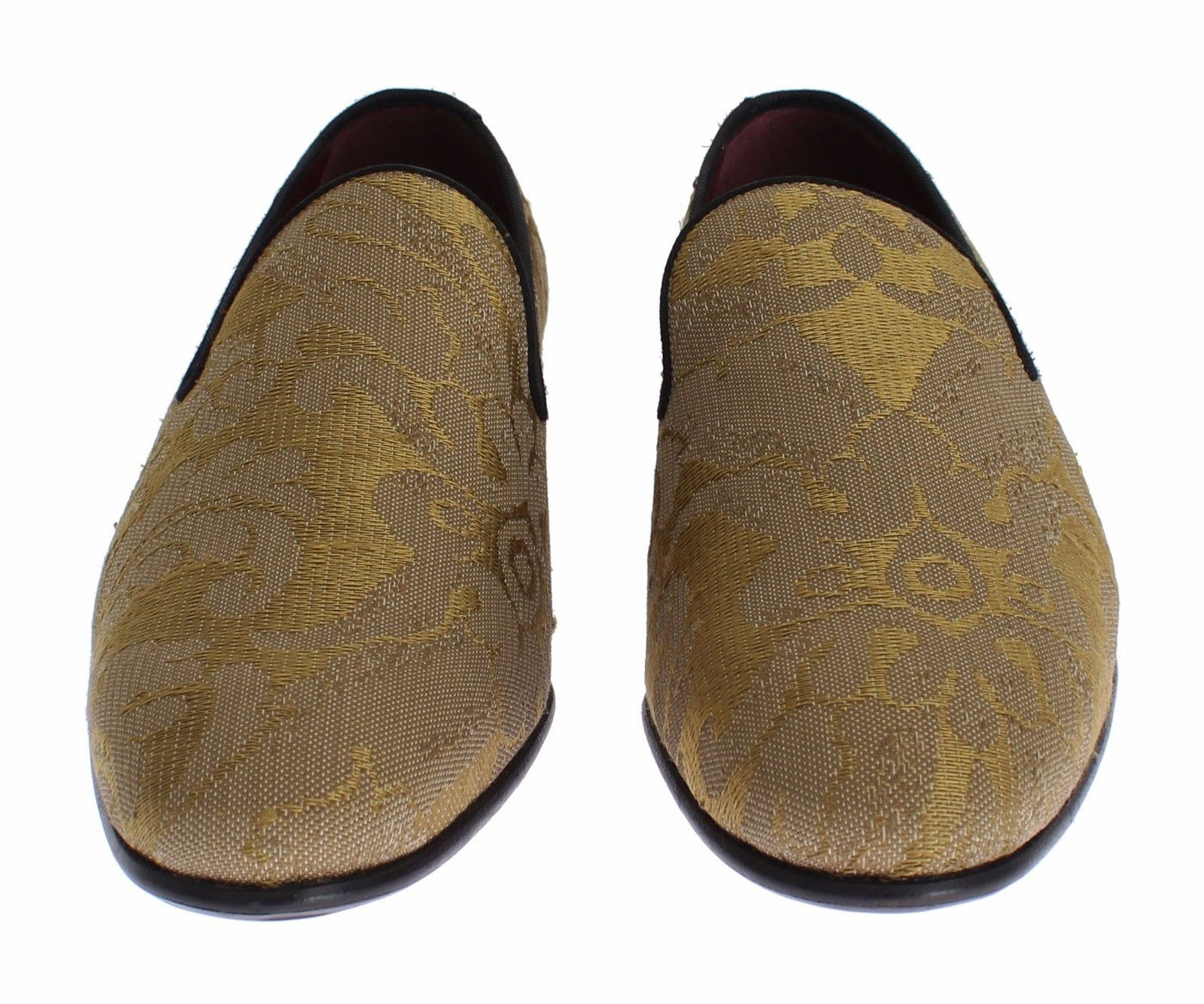 Yellow Gold Silk Baroque Loafers Shoes