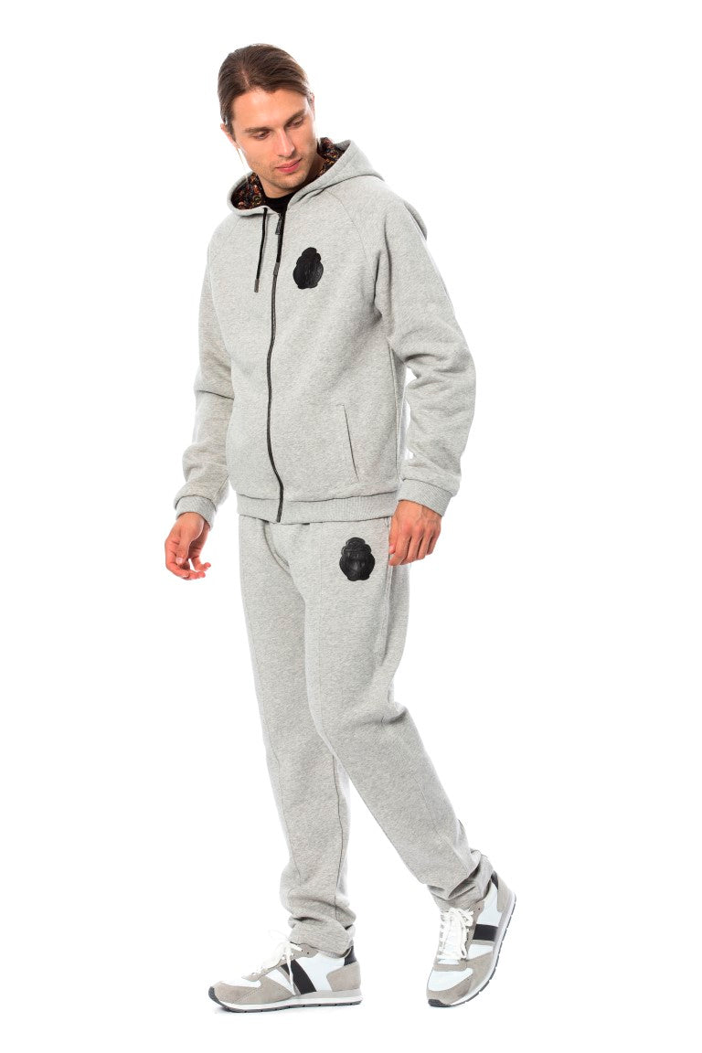 Gray Cotton Hooded Sweatsuit