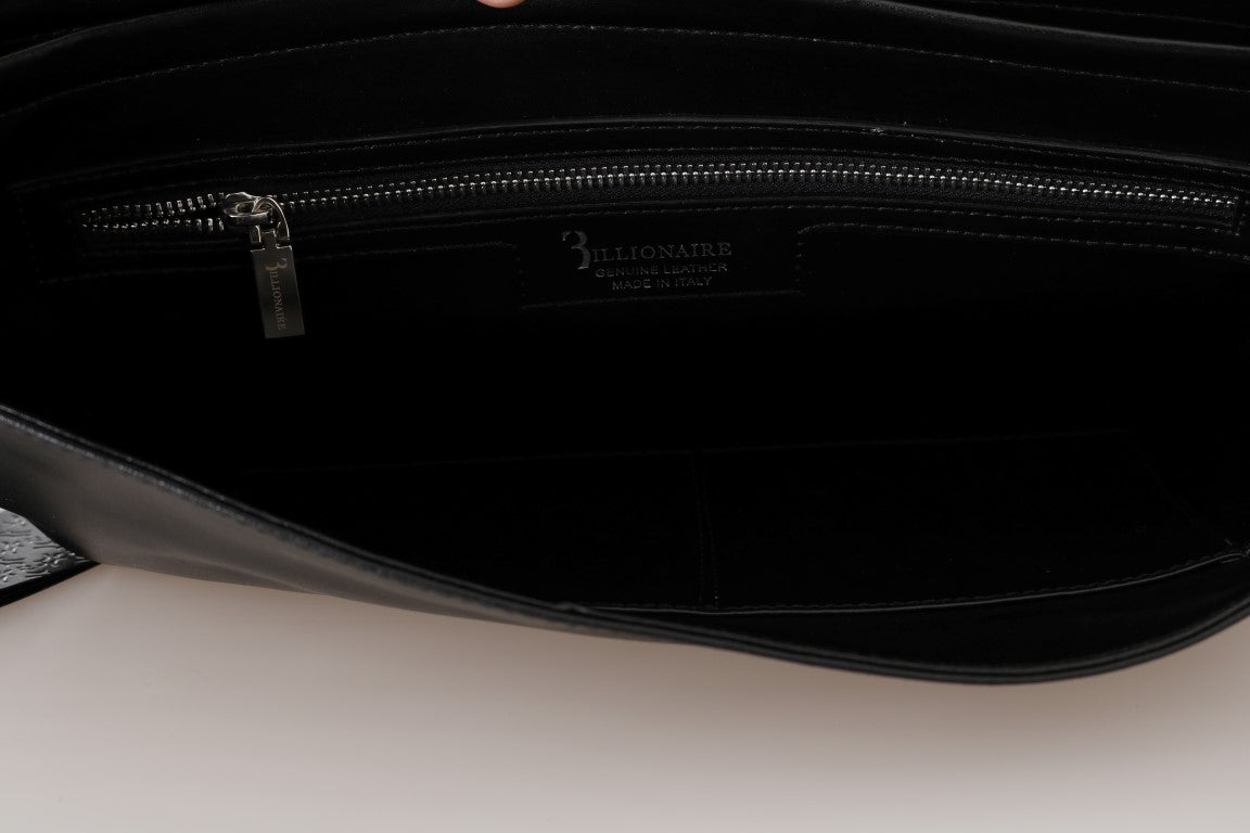 Black Gray Leather Messenger Shoulder Bag