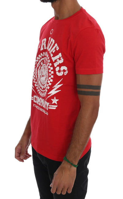 Red Cotton RIDERS Crewneck T-Shirt