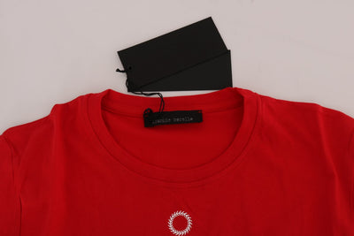 Red Cotton RIDERS Crewneck T-Shirt